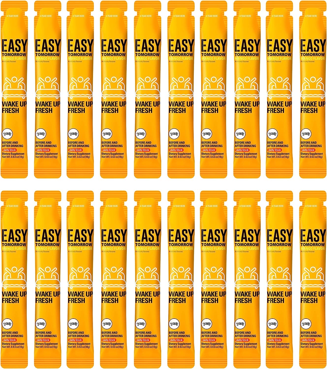 Easy Tomorrow Jelly Stick Before/After Drink Alcohol， After Party Recovery & Relief for Great Night & Better Morning， Party Vacation Aid， Liver Cleanse Detox， Mango Flavored， 상쾌환， 20 Packets - Image 4